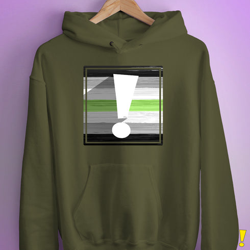 Agender Pride Flag Exclamation Point Hoodie - Army